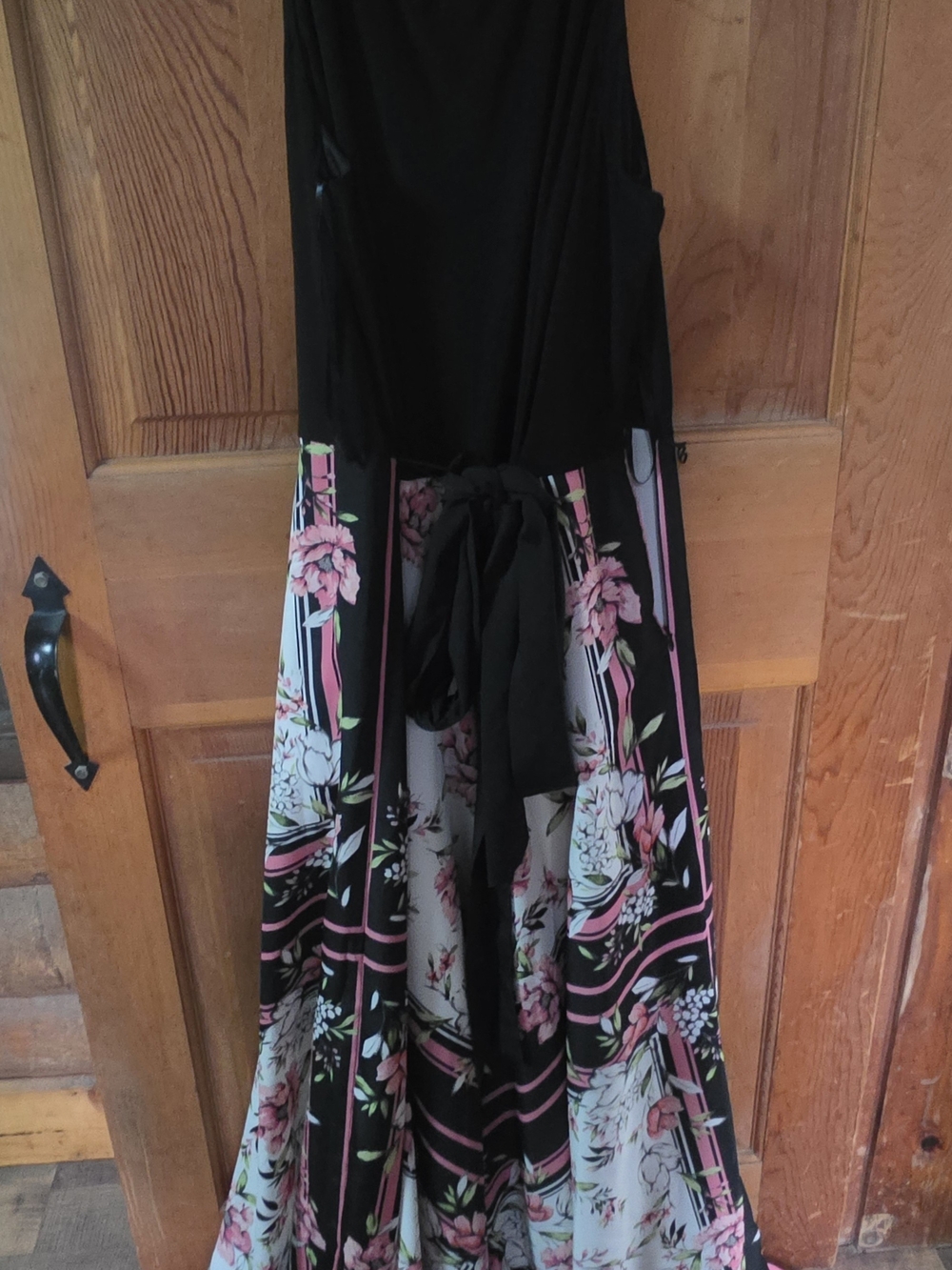 INC International Concepts Black Maxi Dress with Pink Floral Print